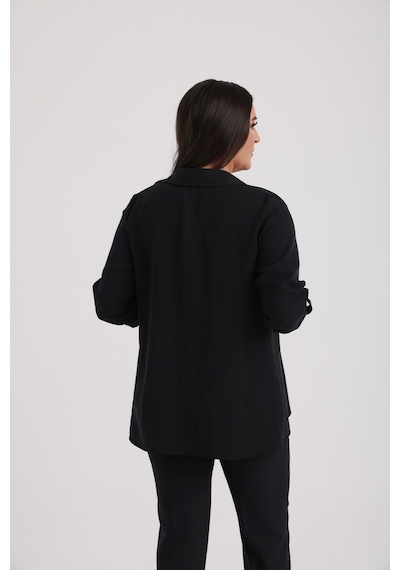 By Saygı Kadın Kolsuz Likralı Bluz Kol Katlamalı Patları Pullu İşlemeli Ceket Büyük Beden 2'li Takım Siyah By Saygı Kadın Kolsuz Likralı Bluz Kol Katlamalı Patları Pullu İşlemeli Ceket Büyük Beden 2'li Takım Siyah