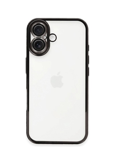 Apple iPhone Uyumlu,  16 Plus Kılıf Lensli Silikon - Siyah