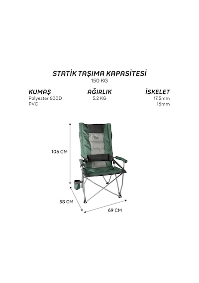 Freecamp Reyna Katlanır Sandalye-haki-siyah