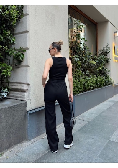 Byb Moda Tasarım Atletli Kaşkorse Takım S3986 Siyah