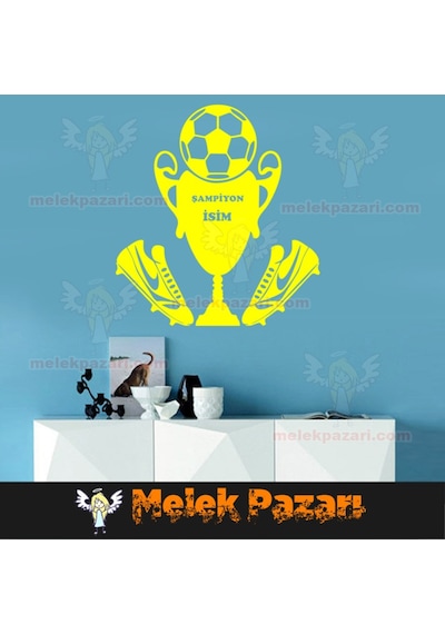 İsim Yazılabilir Şampiyon Futbol Duvar Sticker