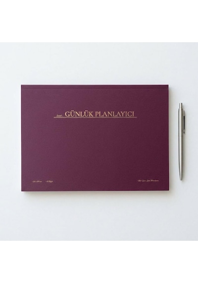 Fark Tanıtım/paperto. Tarihsiz Günlük Planlayıcı, 29,7 21 Cm, 60 Yaprak, 110 Gr Ivory Kağıt, Bordo Kapak, Gü Genel
