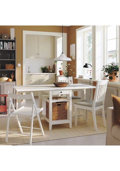 Ikea Beyaz Geniş Yemek Masası - Katlanır Mutfak Masası