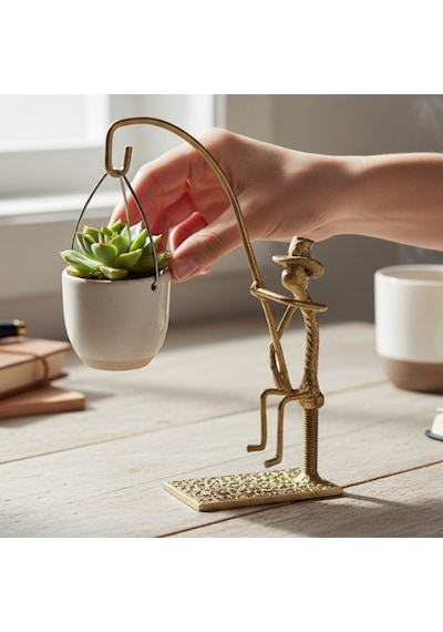 Dekoratif Metal Figür Sukulent Saksı Askılığı SPH002