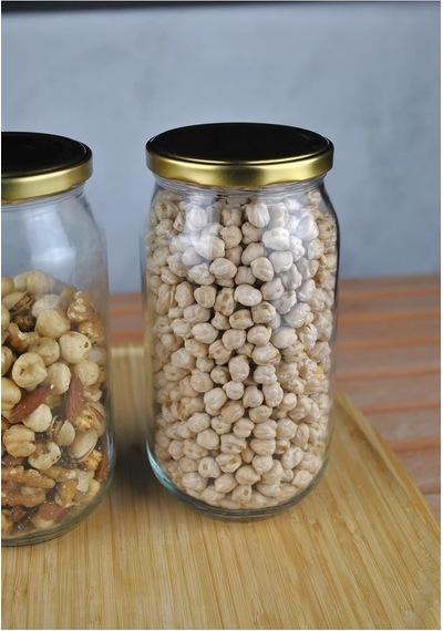 3 Adet Gold Kapaklı 1 Litre Cam Kavanoz 1000 Ml Konserve Kavanozu Çok Renkli