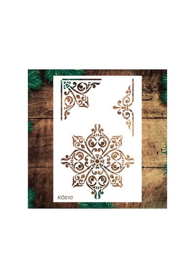 Kk Swords Stencil Tasarım Kö010 Köşe, Göbek Desen- Dekoratif Duvar, Fayans Ve Eşya Boyama Şablonları 21x30cm