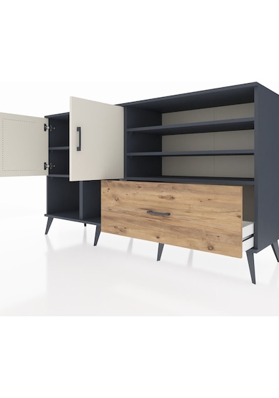 Hyperion Konsol 7 Raflı Tek Çekmeceli 2 Kapaklı 176x44x99 Antrasi Antrasit-aytaşı/çam Hyperion Konsol 7 Raflı Tek Çekmeceli 2 Kapaklı 176x44x99 Antrasi Antrasit-aytaşı/çam