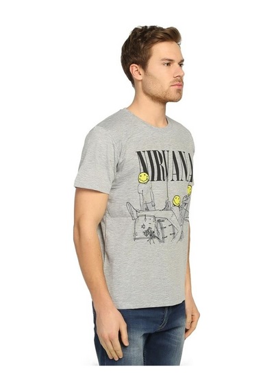 Bant Giyim - Nirvana Kurt Cobain Gri Erkek T-Shirt Tişört