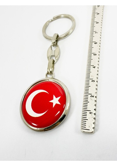 Türk Bayrağı Kırmızı Anahtarlık, Çift Taraflı Bombeli
