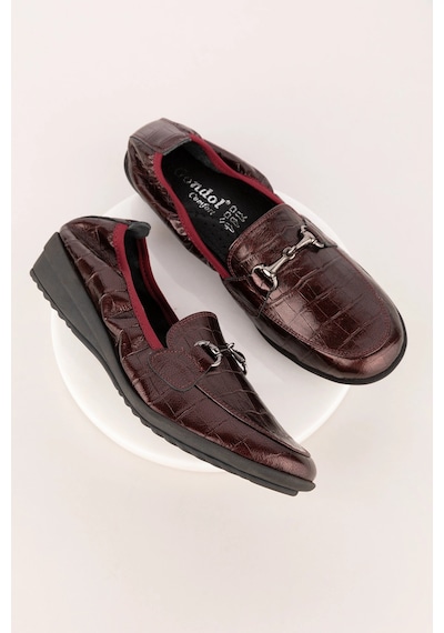Gondol Kadın Hakiki Deri Anatomik Taban Lastikli Babet Ell.7085 Bordo
