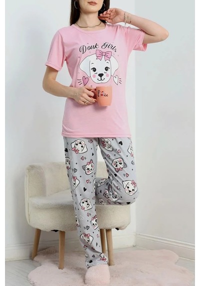 Seka Store Seka Süprem Baskılı Pijama Takım Pembegri - 50774.1773. Çok Renkli