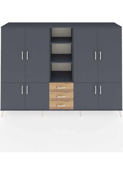 Hyperion Dolap 11 Raflı 3 Çekmeceli 8 Kapaklı 220x44x163 Antrasit Antrasit-antrasit/çam Hyperion Dolap 11 Raflı 3 Çekmeceli 8 Kapaklı 220x44x163 Antrasit Antrasit-antrasit/çam