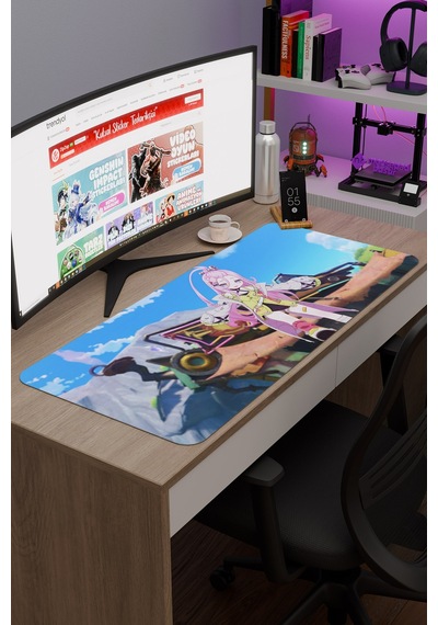 Aino Genshin Impact Anime Oyuncu V5 - 90x40 Xxl Gaming Mouse Pad Fare Altlığı