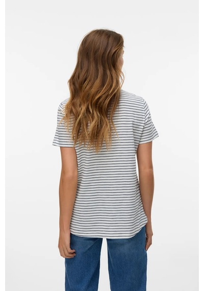 Vero Moda Kadın Vmsımone Kısa Kollu Pamuk T-shirt 10328170 Ekru Ekru