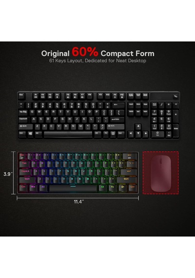 K530 Pro Draconic%60 Bt Türkçe Q Klavye/kablolu / 2,4 Ghz Kablosuz Mekanik, 61 Tuş, Hot-swap Özellikli Rgb Oyun Klavyesi, Dokunsal Kahverengi Anahtarlı, Windows/mac/android İçin