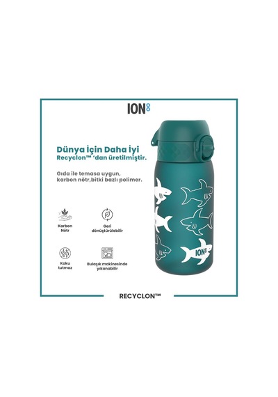 Ion8 - Çocuk Suluk - Köpekbalığı - 350 Ml - Sızdırmaz - Bpa İçermeyen Çok Renkli