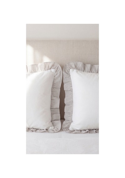2'li Pamuklu Kumaş Çizgili Fırfırlı Yastık Kılıfı50x70 Cm Kahverengi - 905308848 Kahverengi