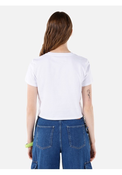 Colins Regular Fit Örme Cepsiz Yuvarlak Yaka Baskılı Kadın Beyaz Kısa Kol Tişört Cl1068576 Q1.v1 Wht Beyaz