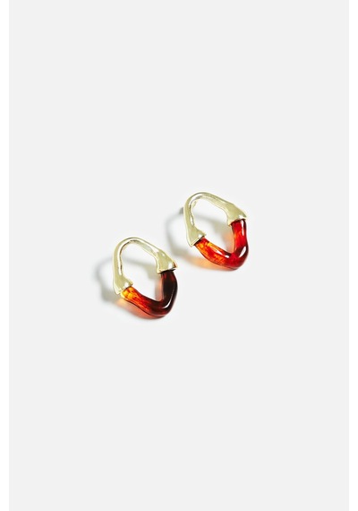Mineli Oval Halka Küpe Gold
