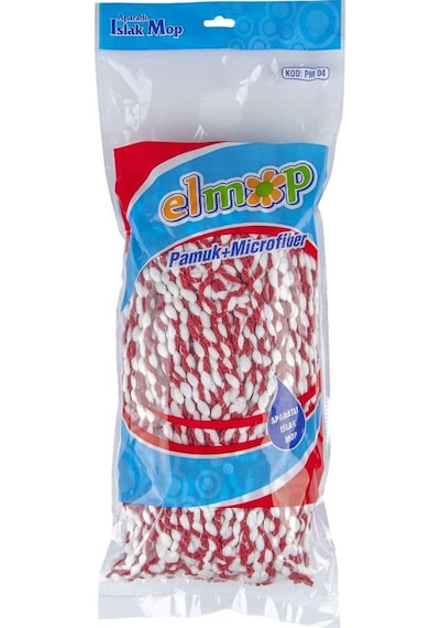 Elmop Pm01 Yedek Vidalı Mop Paspas Püskül Ucu Pamuklu Mikrofiber İpli Mop Yedeği Başlığı 5'li