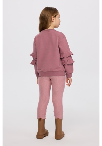 Panço Kız Çocuk Sweatshirt Ekru Mürdüm