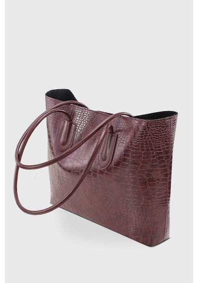 Housebags Retro Vintage Shopper Çanta Bordo Krokodil 264 Bordo