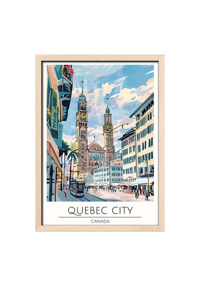 Quebec Cıty Canada Ahşap Çerçeveli Dekoratif Duvar Tablosu Ahşap 01