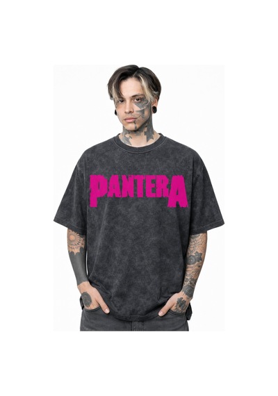 Sevbano Pantera Rock Metal Müzik Grubu Sırt Baskılı Unisex Oversize Eskit Siyah