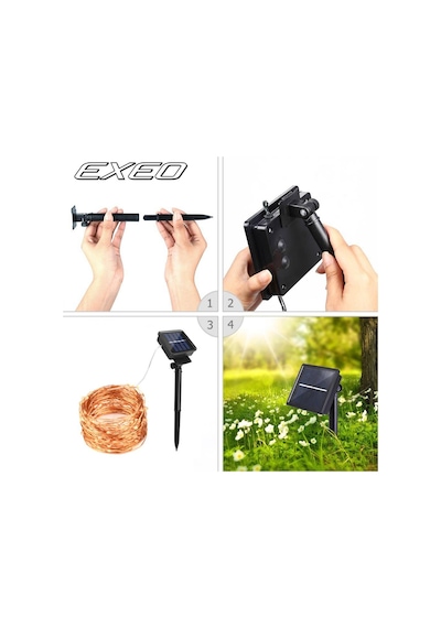 Exeo Peri Tel Led Işık Animasyonlu Süsleme Solar Led