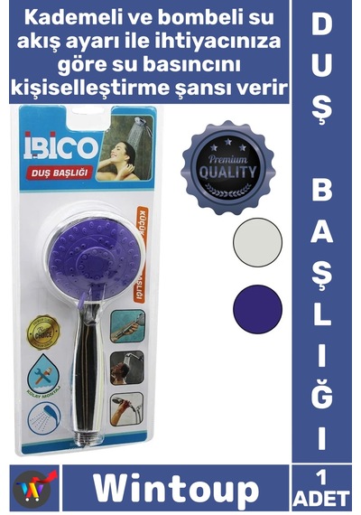 Duşbaşlığı Parlak Şık Banyo Batarya Uyumlu Ergonomik Kademeli Bombeli Krom Gövde 8 Cm Duş Başlığı Çok Renkli