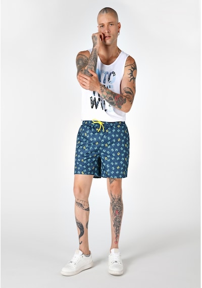 Colin's Colins Slim Fit Baskılı Erkek Lacivert Deniz Şortu Cl1063615 Q1.v2 Nav Lacivert