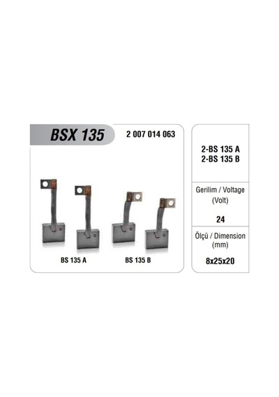 Mega 24v Marş Kömürü Bosch Tipi Bsx-135 Kablo Kalınlığı 4 Mm 4 Ad Em Mercedes 302 Otobüs