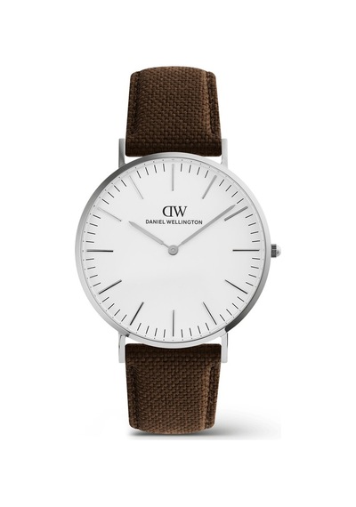 Daniel Wellington Classic Brown Canvas Silver Dw00600941 Erkek Kol Saati Gümüş