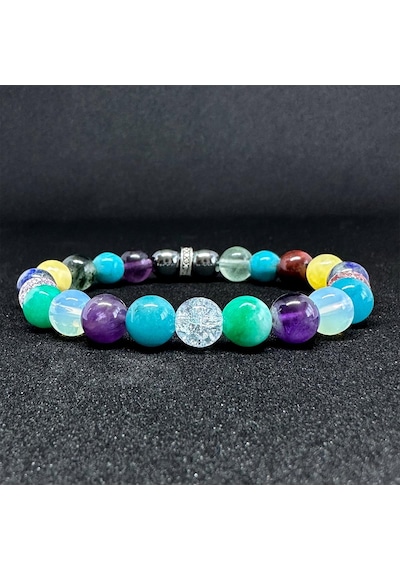 Balık Burcu Bilekliği 8mm Doğaltaş Bileklik - 18 Cm Çok Renkli