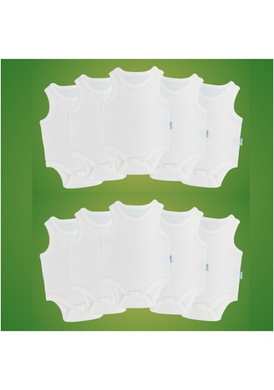 Novibaby 10'lu 24-36 Ay Bebek Atlet Body Zıbın Beyaz Çıtçıtlı 100% Pamuk Beyaz