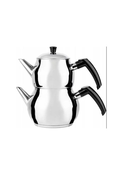 Akıllıelma-royal Song Elit Çaydanlık Takımı R217 Çelik Mini Boy Siyah Bakalit Kulp 2173 Inox