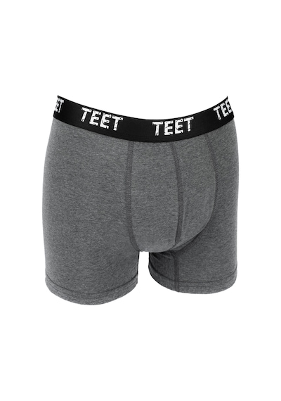 Teet Premium Erkek Boxer10'Lu Set Pamuklu Düz Renk Tam Kalıp Siyah Gri 001