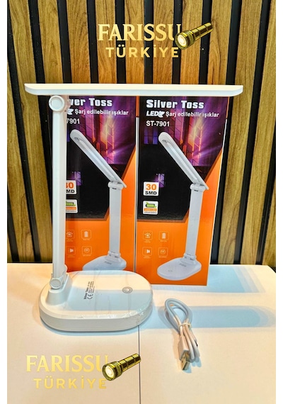 Silver Toss St-7901 30 Smd Led Şarj Edilebilir Ayarlanabilir Masa Lambası Beyaz