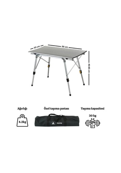Alto Ayarlanabilir Katlanır Alüminyum Kamp Masası 90 X 53 Cm Genel