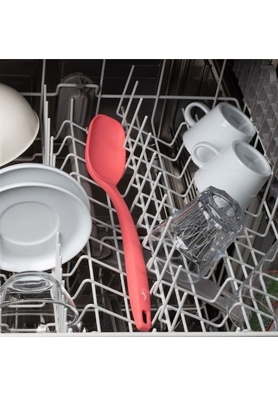 Lurch - Platin Silikon Servis Kaşığı 33,5 Cm Somon - Yanmaz, Yapışmaz, Bükülmez, Çizmez, Tat Ve Koku Bırakmaz - 240074