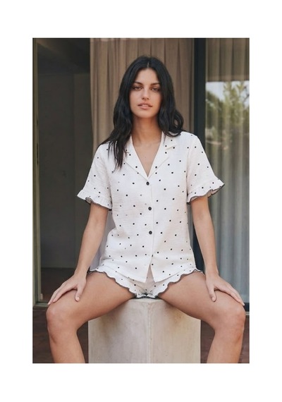 Fit Women Kadın Esnek Şortlu Bol Beyaz Pijama Takımı