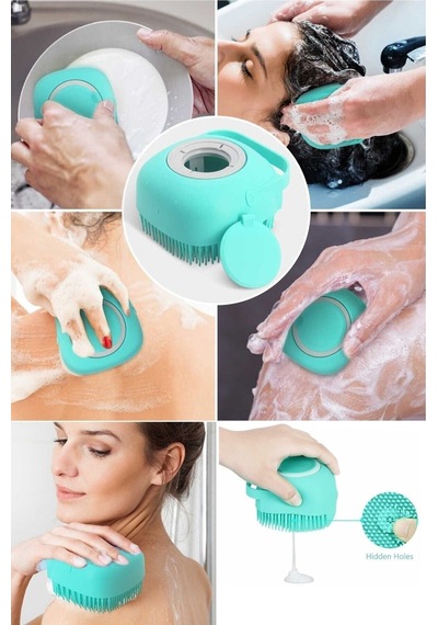 Şampuan Hazneli Silikon Peeling Duş Fırçası Masaj Karışık