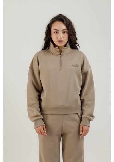 Airlife Bolder Fz.7 Yarım Fermuarlı Kadın Dik Yaka Sweatshirt Kahverengi