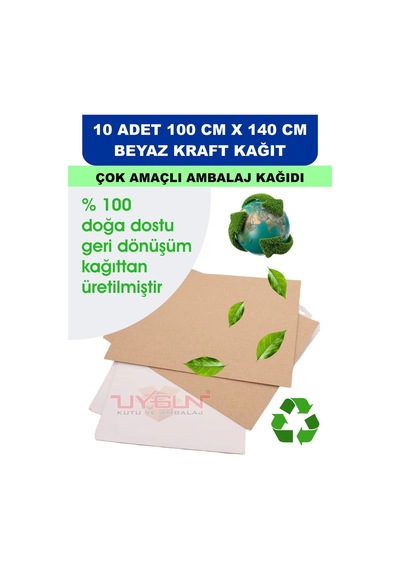 10 Adet 100cm X 140cm 120 Gr. Çift Yönlü Beyaz Kraft Ambalaj Kağıdı, Hediye, Çeyiz Paketleme, Çocuk Etkinlik Kağıdı