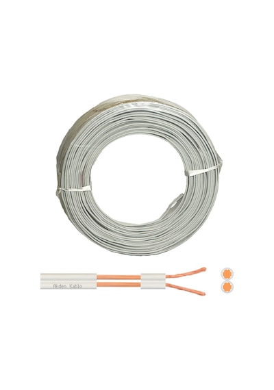 Elektrik Kablosu Kordon 2X0.75mm Beyaz 100Mt