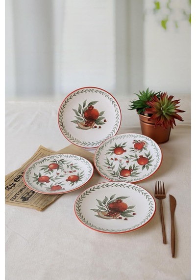 Nar Ege Pasta Tabağı 20 Cm 4 Adet 23800-01 Çok Renkli