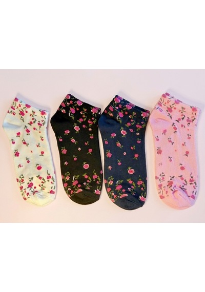 Heren Socks Heren Lastik Çiçek Detaylı 4'lü Kadın Patik Beyaz - Pembe - Siyah - Lacivert Heren Socks Heren Lastik Çiçek Detaylı 4'lü Kadın Patik Beyaz - Pembe - Siyah - Lacivert