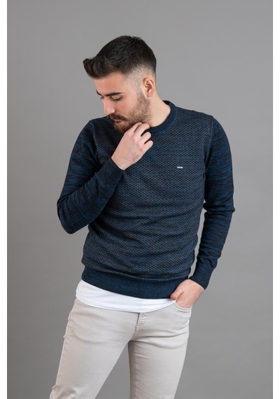 Dorss Slimfit Desenli Sıfır Yaka Erkek Triko Kazak