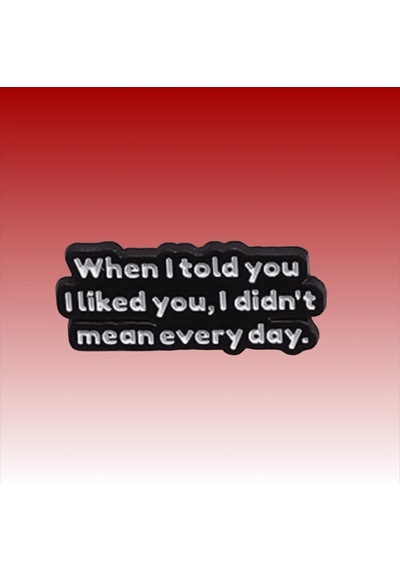 When I Told You, I Liked You, I Didn't Mean Everyday Yazılı Broş