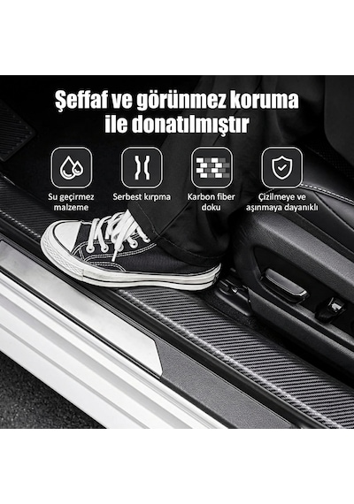 Kapı Eşiği Tampon Bagaj Koruma Folyosu Karbon Folyo 5cmx5m Şeffaf